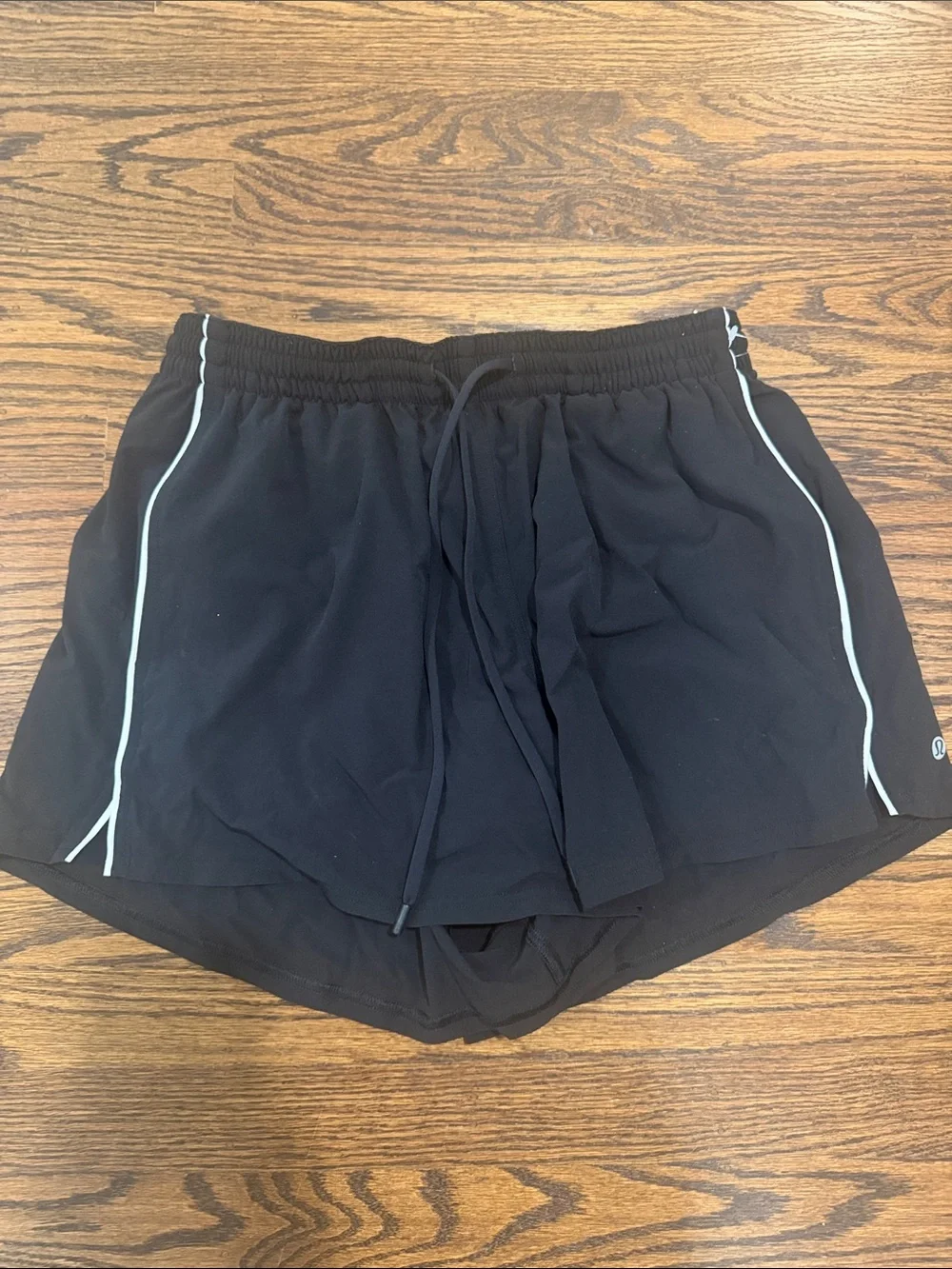 Lulu lemon Black Athletic Running Shorts with White Piping
